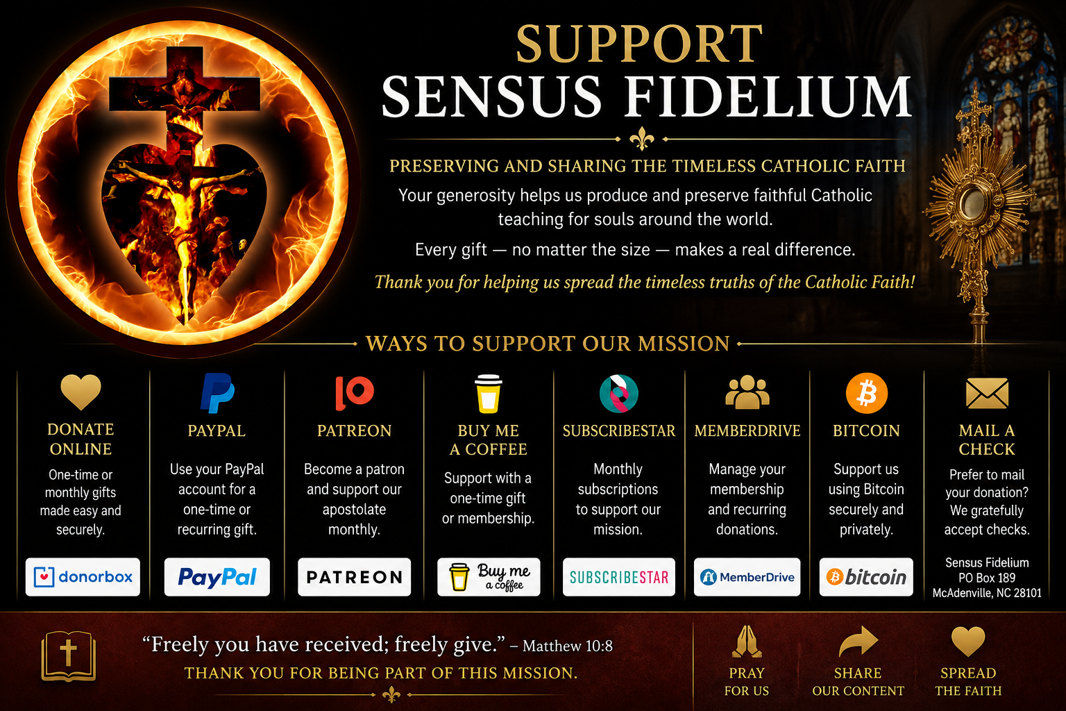  6 - 8 minutes readSupport the Mission of Sensus Fidelium